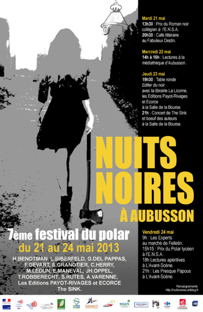 Affiche Nuits noires à Aubusson 2013